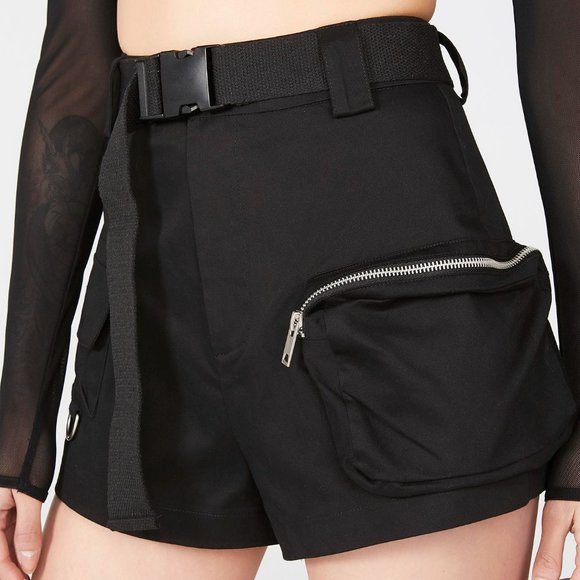 I.AM.GIA Pants - I.Am.Gia Black Edam Cargo Utility Buckle Short XS